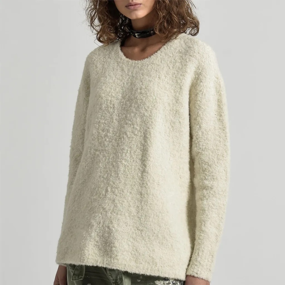 ONE TEASPOON cream alpaca Axl knit boucle sweater
